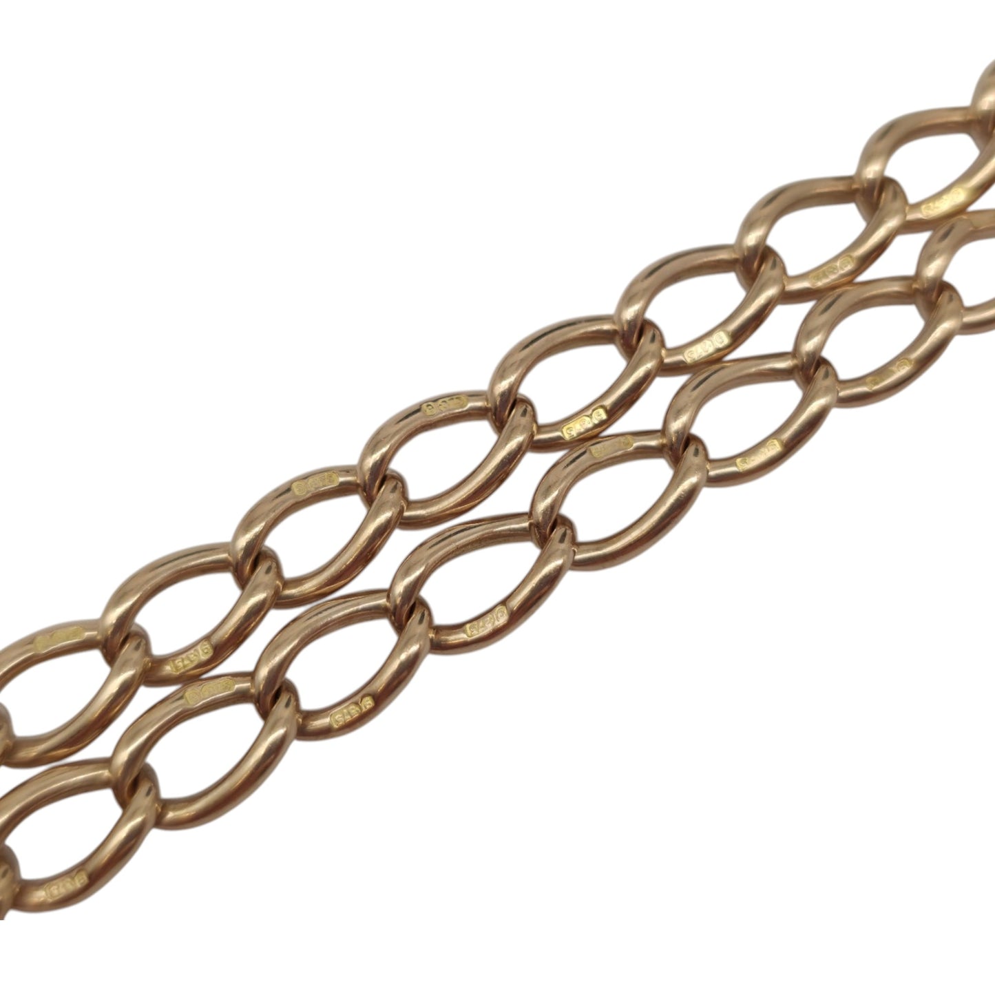 Antique 9ct 375 Rose Gold Double Albert Chain c.1910 L 42.9 cm 37.3 g.