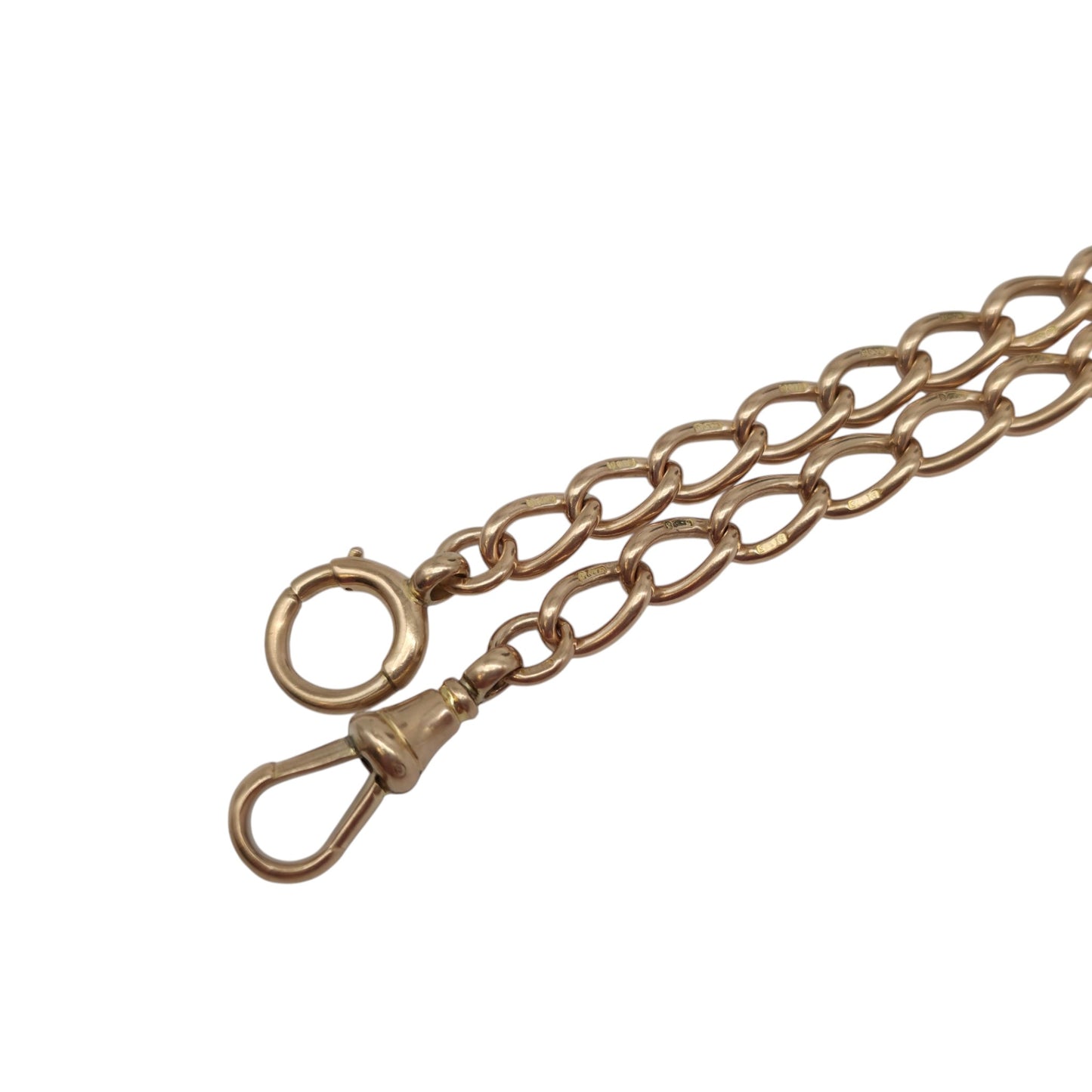 Antique 9ct 375 Rose Gold Double Albert Chain c.1910 L 42.9 cm 37.3 g.