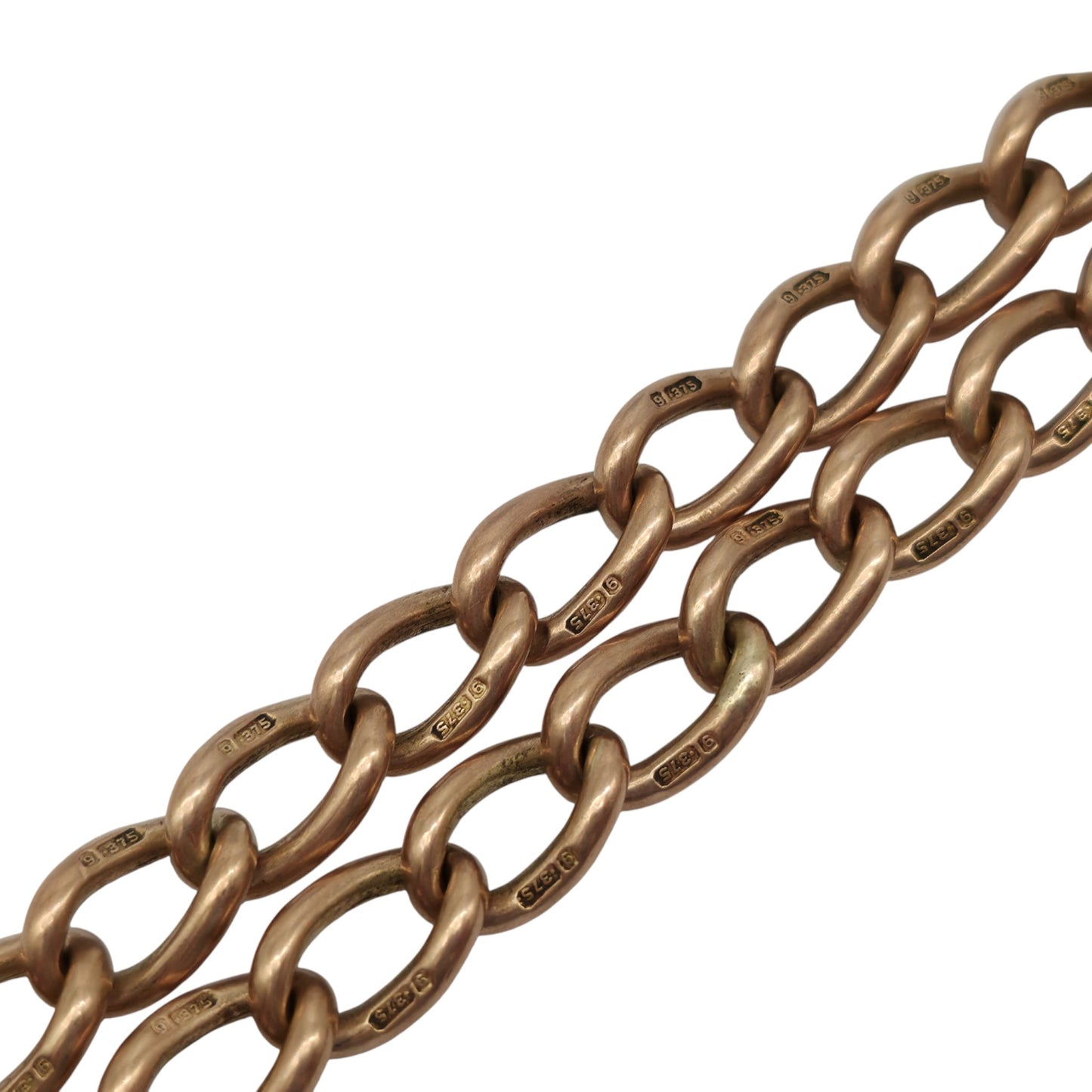 Antique 9ct 375 Rose Gold Double Albert Chain 1918 L 39.8 cm 43.6 g.