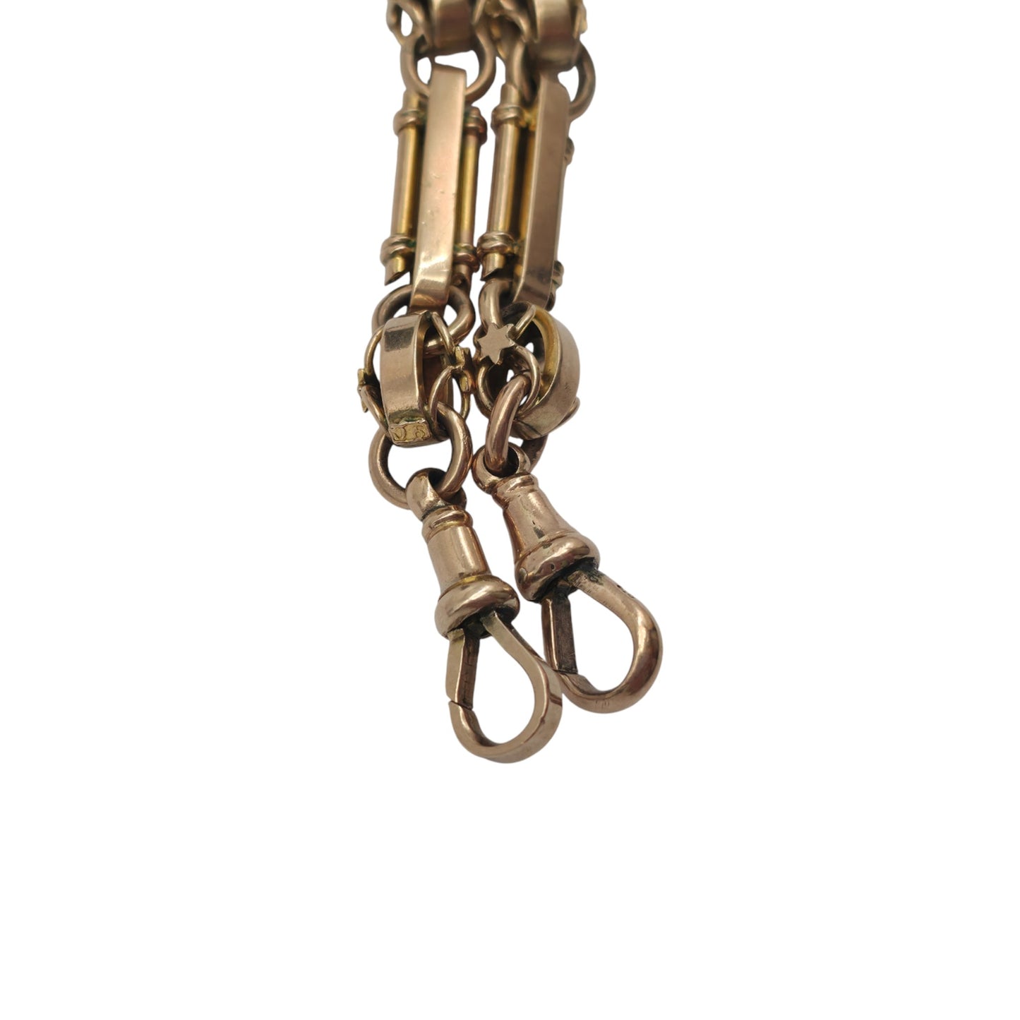 Antique 9ct Rose Gold Double Albert Chain c.1900 L 36.5 cm 31.0 g.