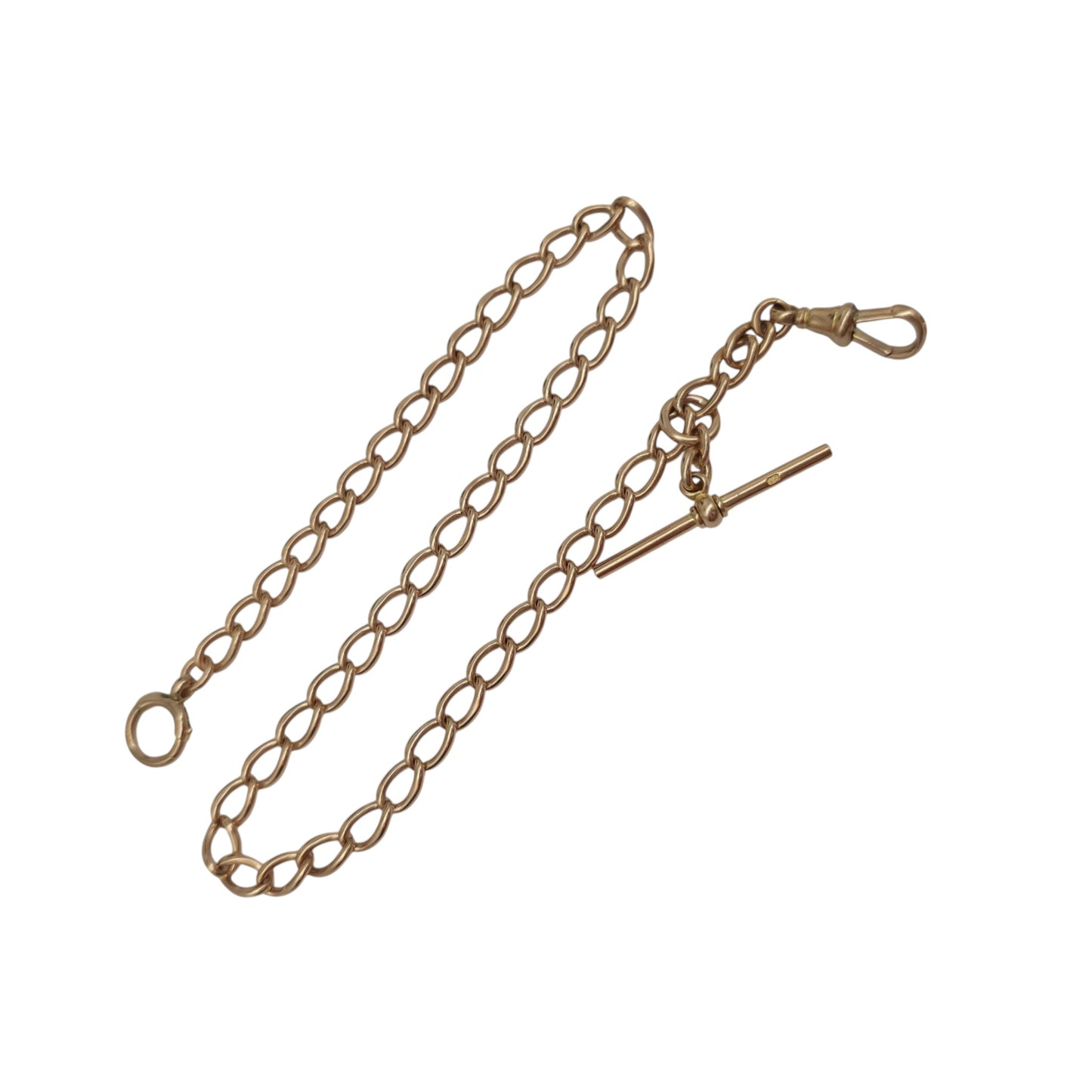 Antique 9ct 375 Rose Gold Double Albert Chain c.1910 L 42.9 cm 37.3 g.