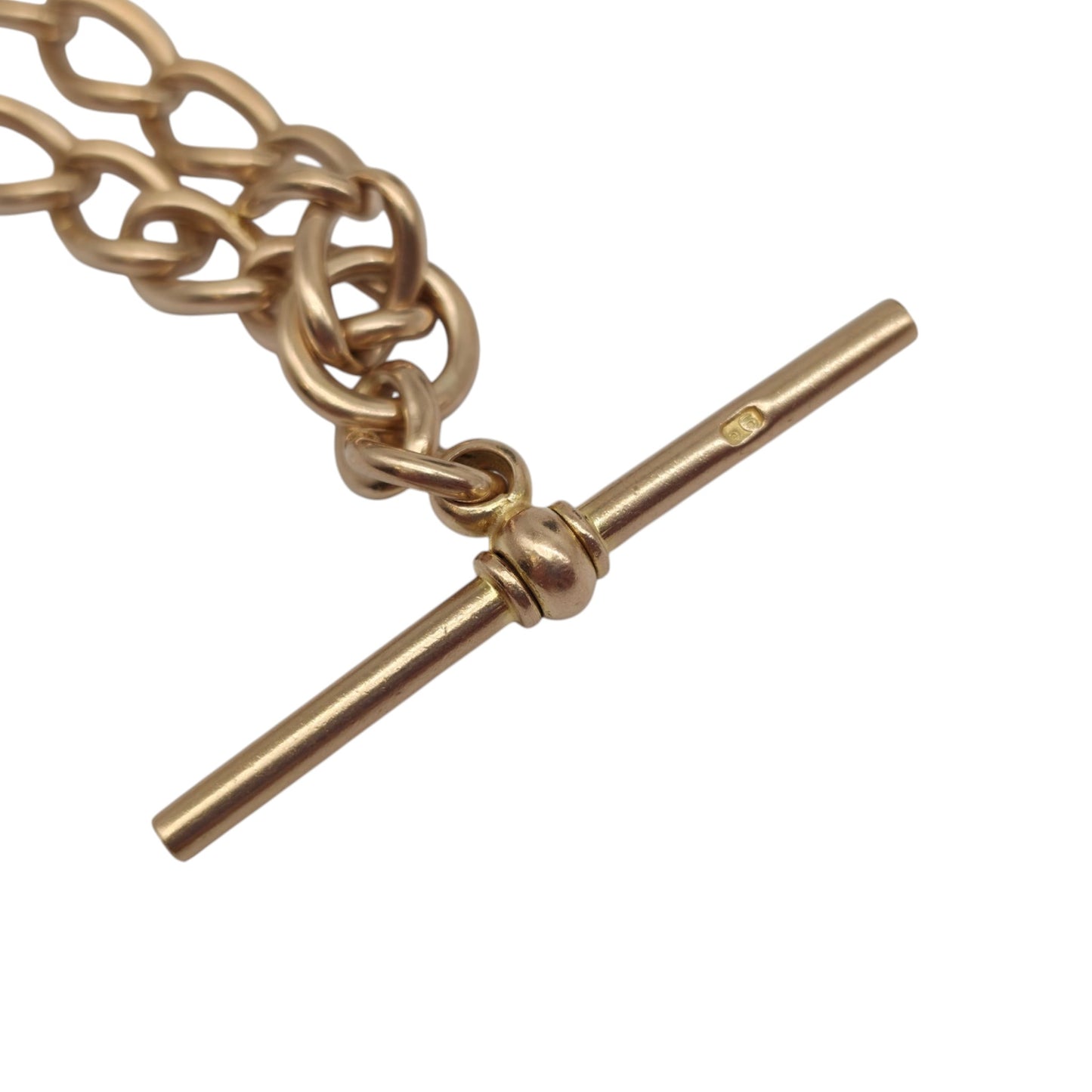 Antique 9ct 375 Rose Gold Double Albert Chain c.1910 L 42.9 cm 37.3 g.