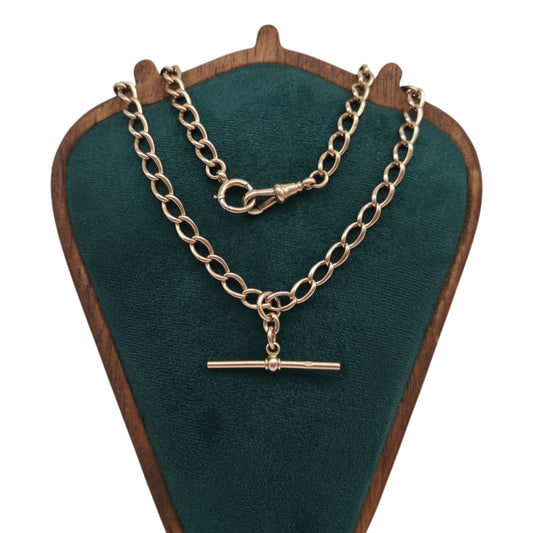 Antique 9ct 375 Rose Gold Double Albert Chain c.1910 L 42.9 cm 37.3 g.