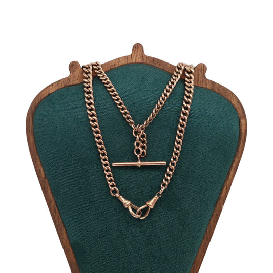 Antique 9ct 375 Rose Gold Double Albert Chain 1917 L 42.1 cm 36.7 g.