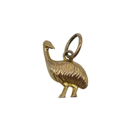 Antique 9ct Yellow Gold Emu Bird Charm c.1900 L 1.2 cm 0.5 g.