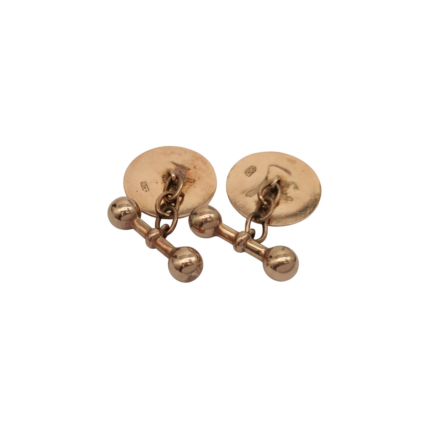 希少なアンティーク オーストラリア 9ct ゴールド&エナメル カフスボタン c.1900、6.3g。