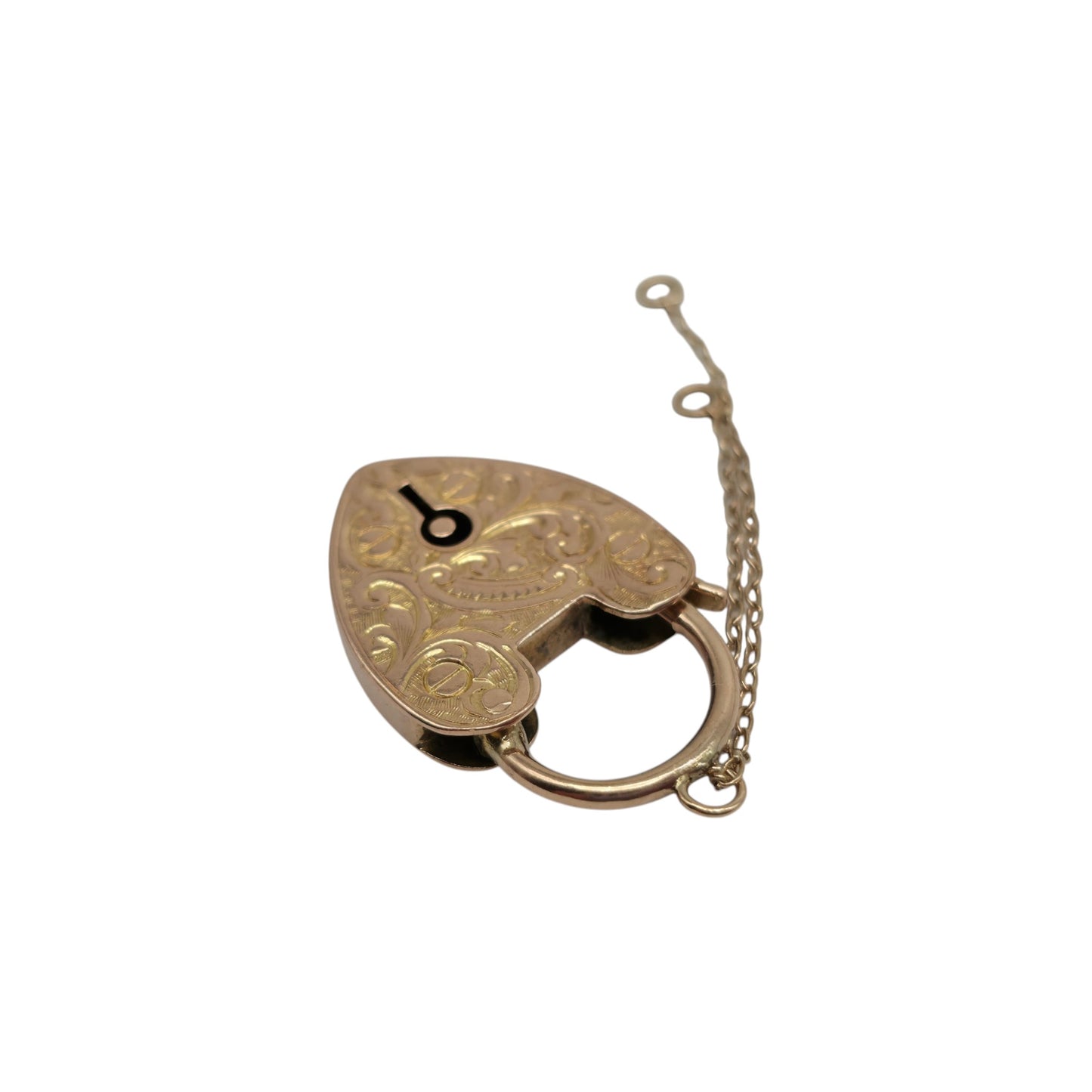 Antique 9ct Rose Gold Engraved Heart Shaped Padlock c.1900 L 2.6 cm 4.5 g.