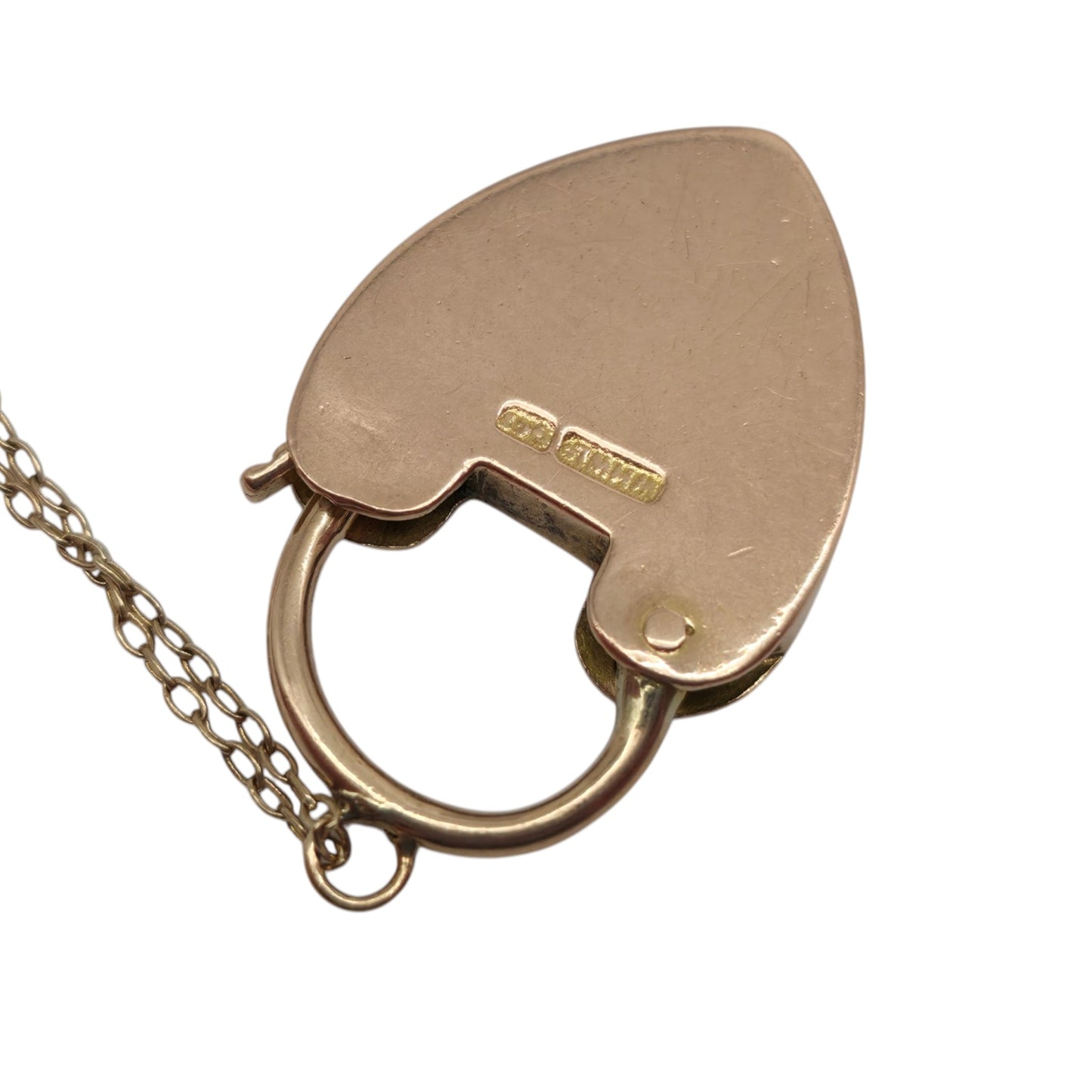 Antique 9ct Rose Gold Engraved Heart Shaped Padlock c.1900 L 2.6 cm 4.5 g.