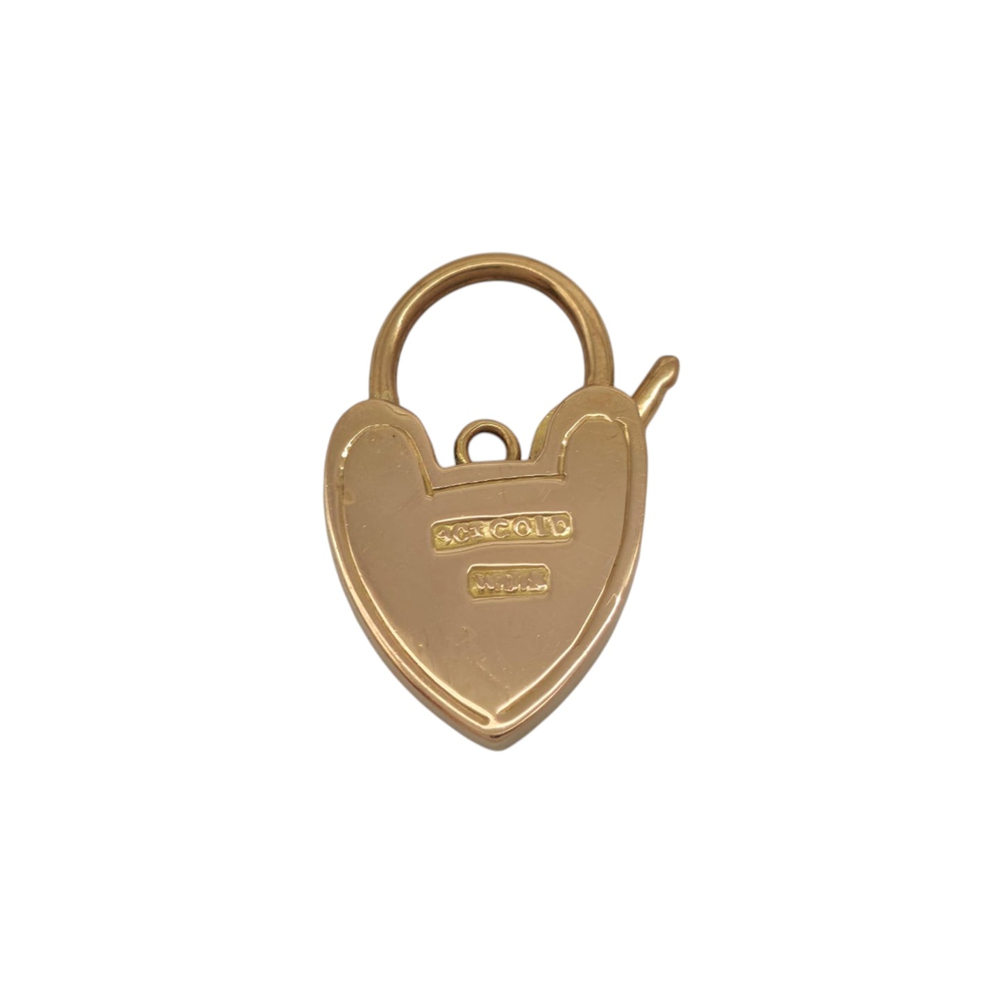 Antique 9ct Rose Gold Engraved Heart Shaped Padlock c.1900 L 2.1 cm 1.9 g.