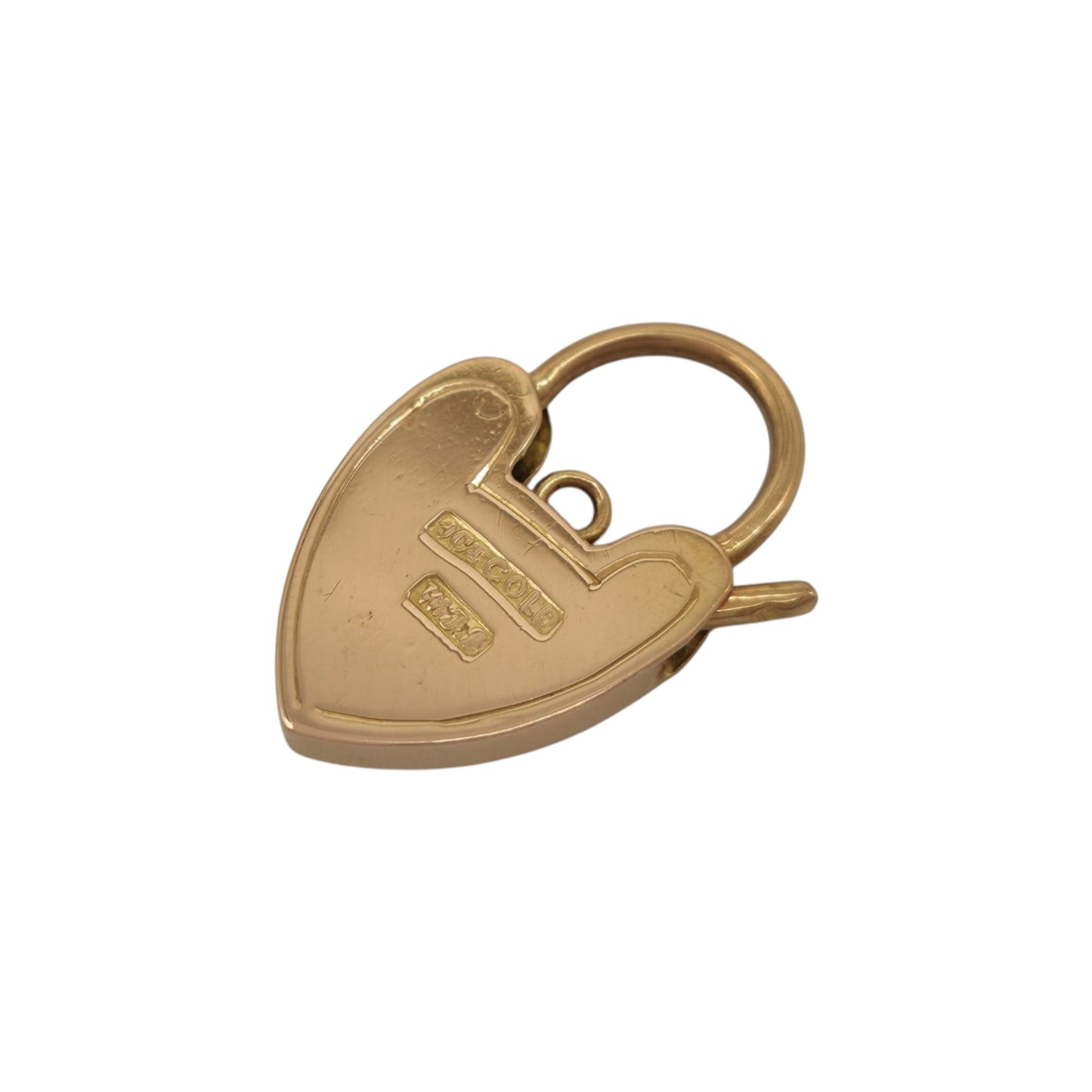 Antique 9ct Rose Gold Engraved Heart Shaped Padlock c.1900 L 2.1 cm 1.9 g.