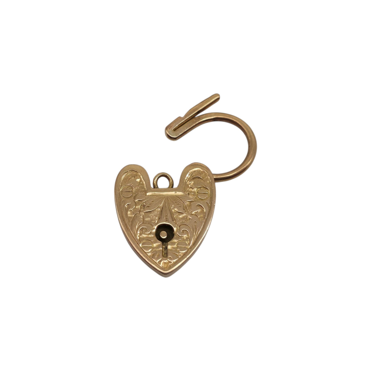 Antique 9ct Rose Gold Engraved Heart Shaped Padlock c.1900 L 2.1 cm 1.9 g.