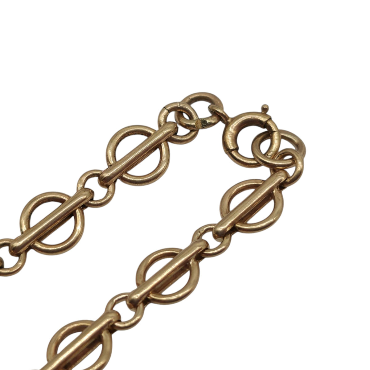 Antique 9ct Rose Gold Circle Links Bracelet c.1900 L 19.0 cm 5.6 g.