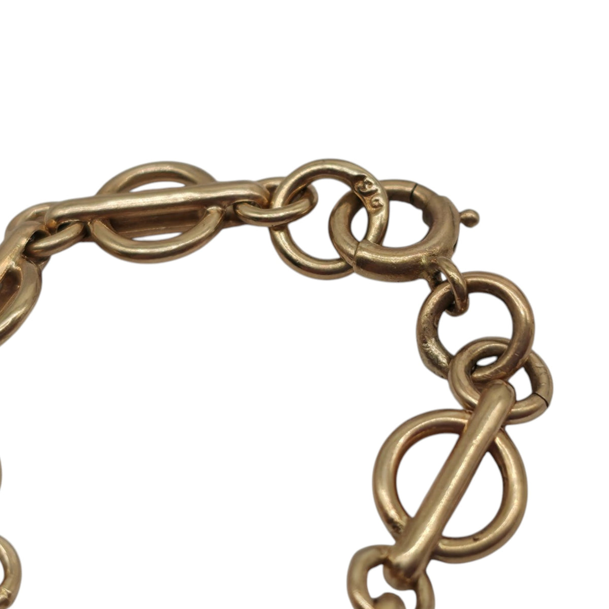 Antique 9ct Rose Gold Circle Links Bracelet c.1900 L 19.0 cm 5.6 g.