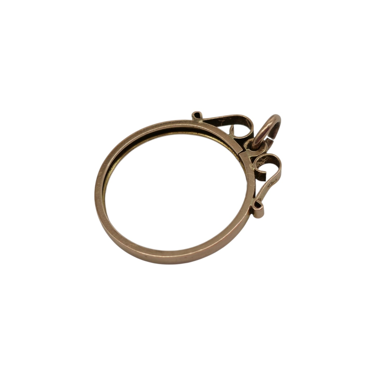 Antique 9ct Rose Gold Half Sovereign Coin Mount Pendant c.1900 L 2.2 cm 1.2 g.