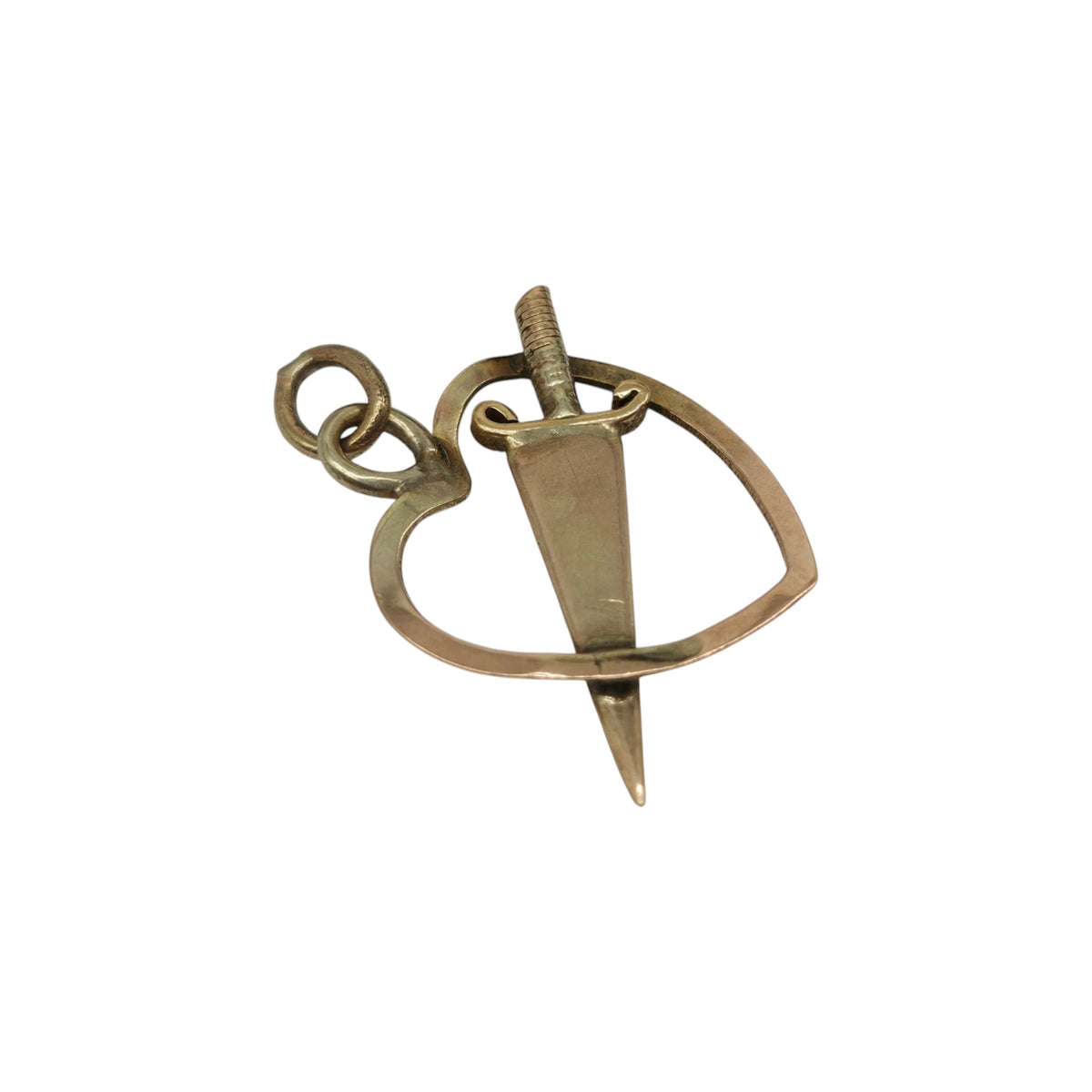 Rare Antique 9ct Rose Gold Heart & Dagger Charm c.1900 L 1.5 cm 0.9 g.