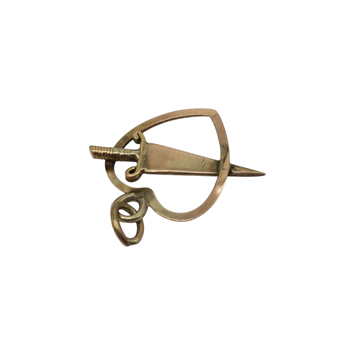 Rare Antique 9ct Rose Gold Heart & Dagger Charm c.1900 L 1.5 cm 0.9 g.