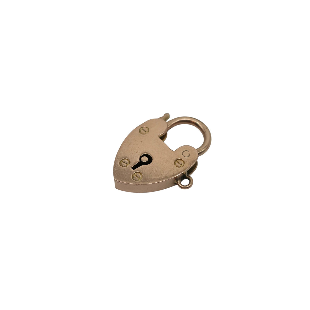 Antique 9ct Rose Gold Heart Shaped Padlock c.1900 L 1.9 cm 2.0 g.