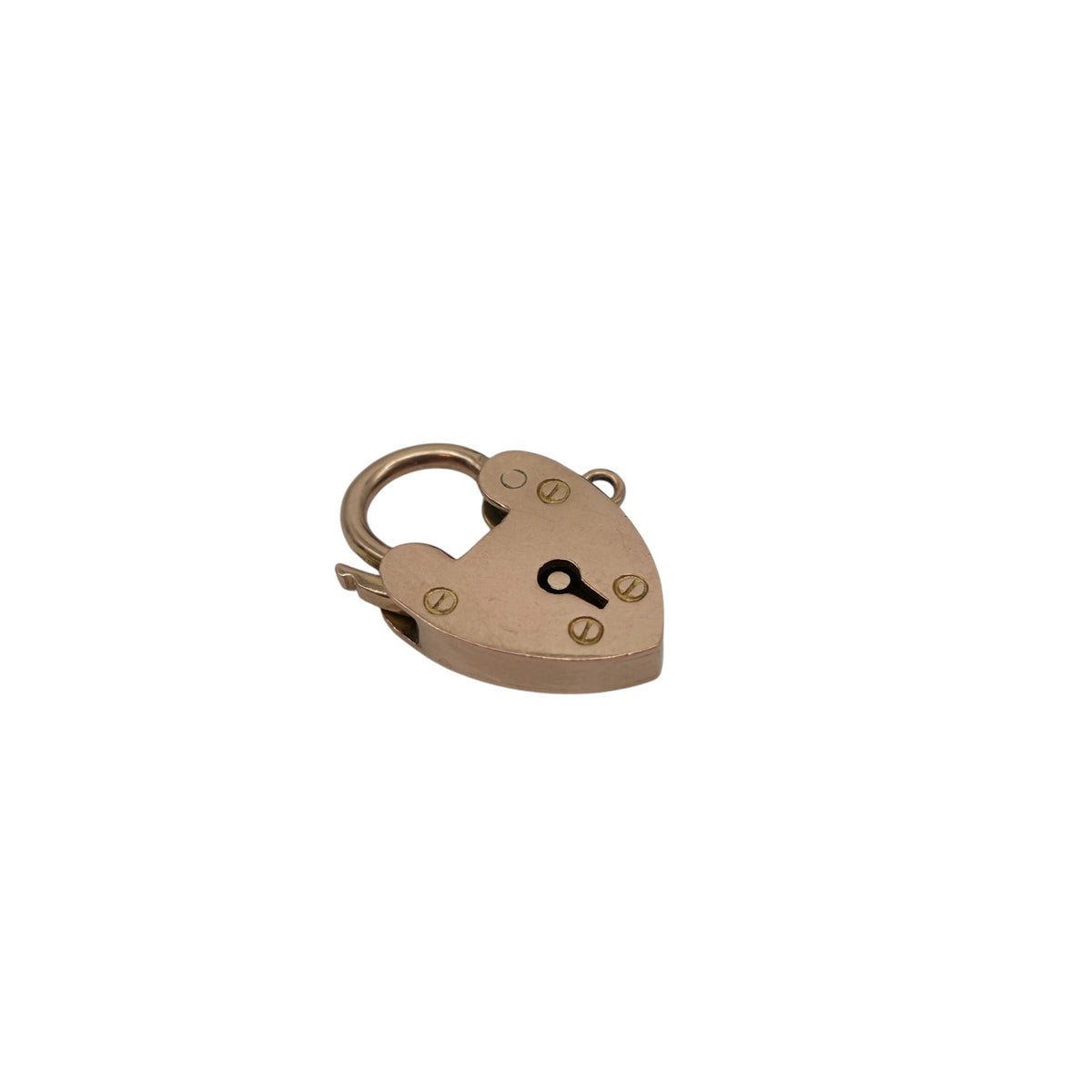Antique 9ct Rose Gold Heart Shaped Padlock c.1900 L 1.9 cm 2.0 g.