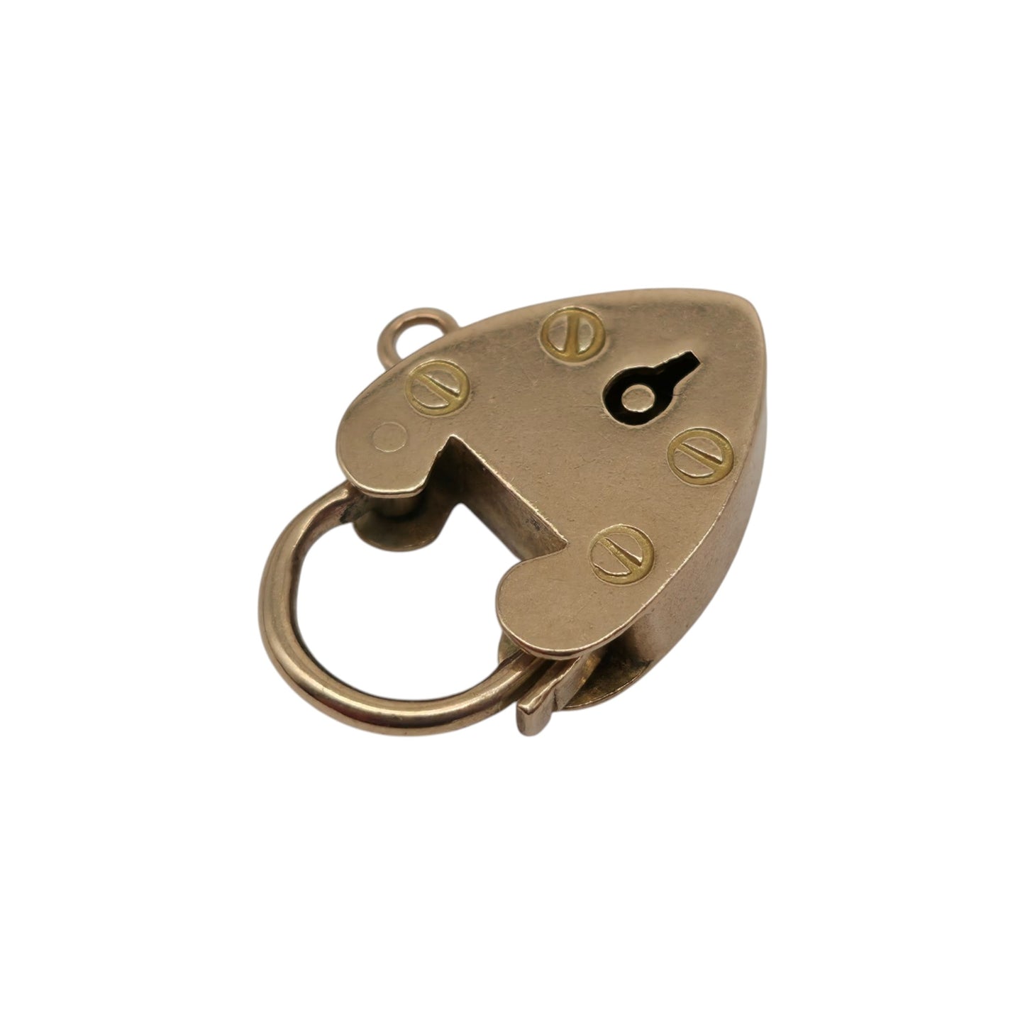 Antique 9ct Rose Gold Heart Shaped Padlock c.1900 L 2.0 cm 2.4 g.