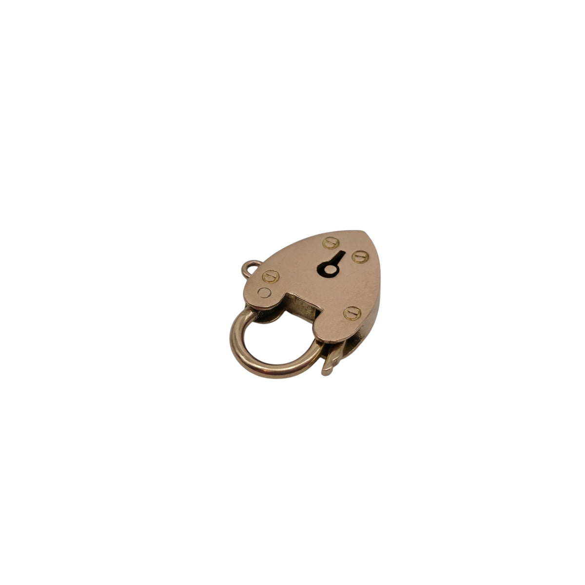 Antique 9ct Rose Gold Heart Shaped Padlock c.1900 L 1.9 cm 2.0 g.