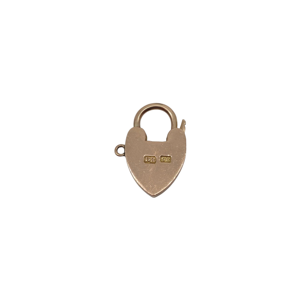 Antique 9ct Rose Gold Heart Shaped Padlock c.1900 L 1.9 cm 2.0 g.
