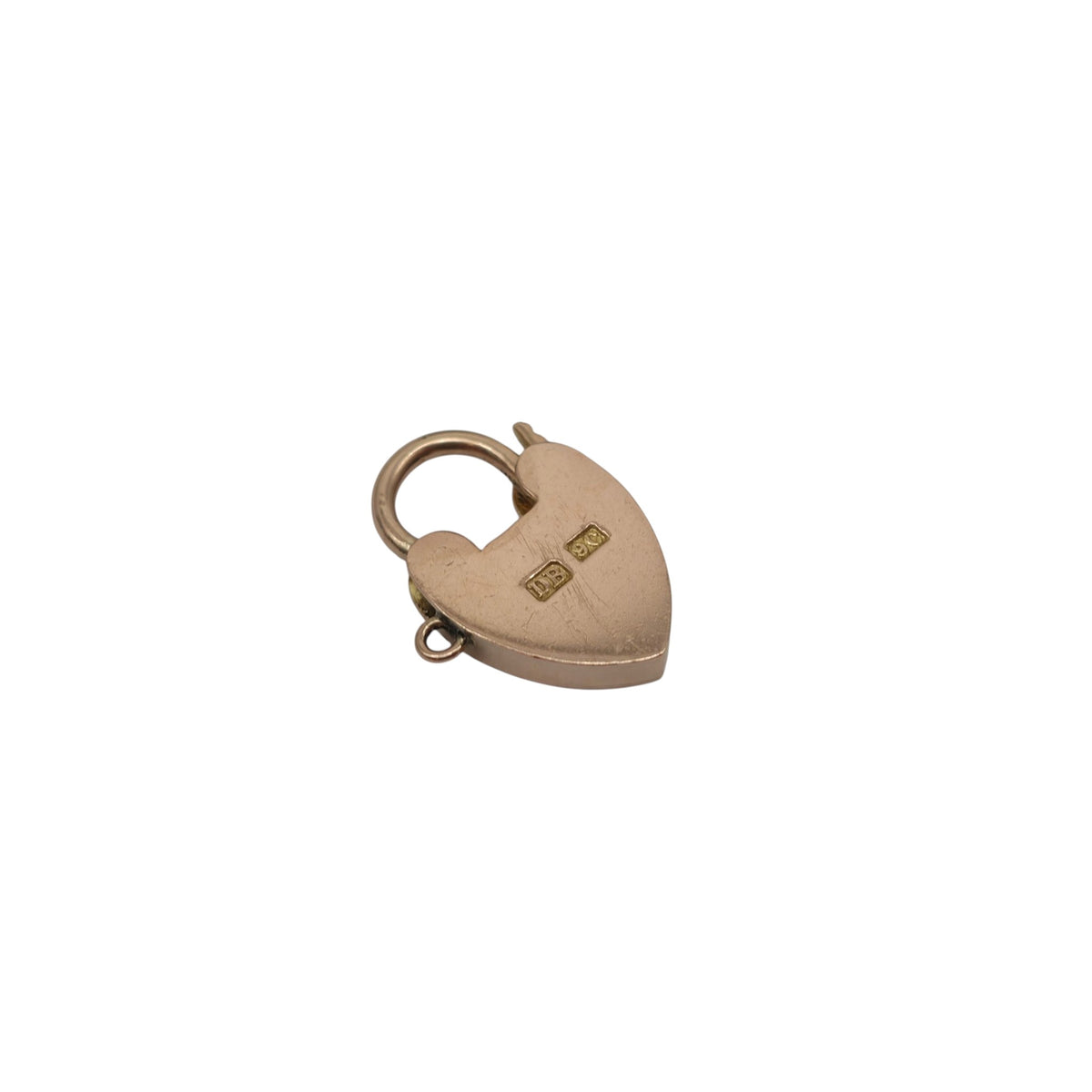 Antique 9ct Rose Gold Heart Shaped Padlock c.1900 L 1.9 cm 2.0 g.
