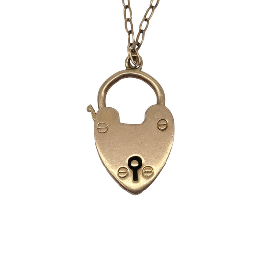Antique 9ct Rose Gold Heart Shaped Padlock c.1900 L 1.9 cm 2.4 g.