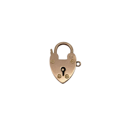 Antique 9ct Rose Gold Heart Shaped Padlock c.1900 L 1.9 cm 2.0 g.