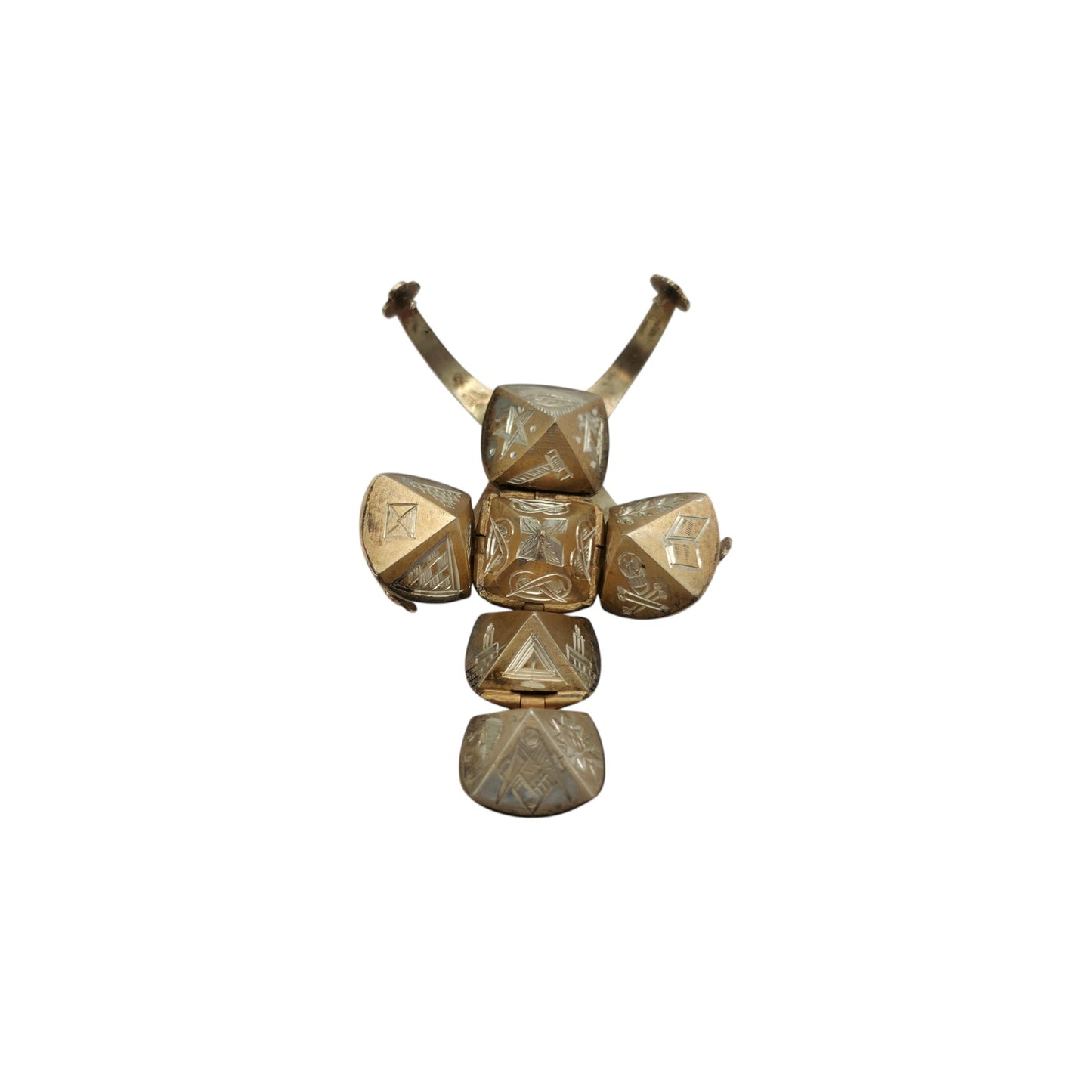 Antique 9ct Gold & Silver Masonic Ball Pendant c.1900, 11.8 g.