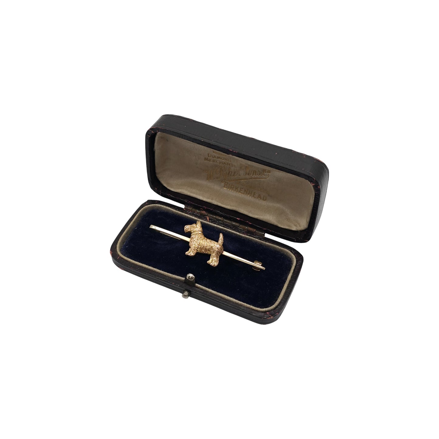 Antique 9ct Yellow Gold Scottie Dog Brooch c.1900 L 4.9 cm 2.9 g.