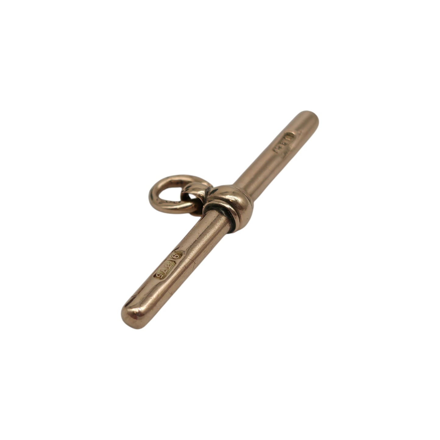 アンティーク 9ct 375 ローズゴールド Tバーペンダント 1900年頃 長さ3.4cm 3.0g