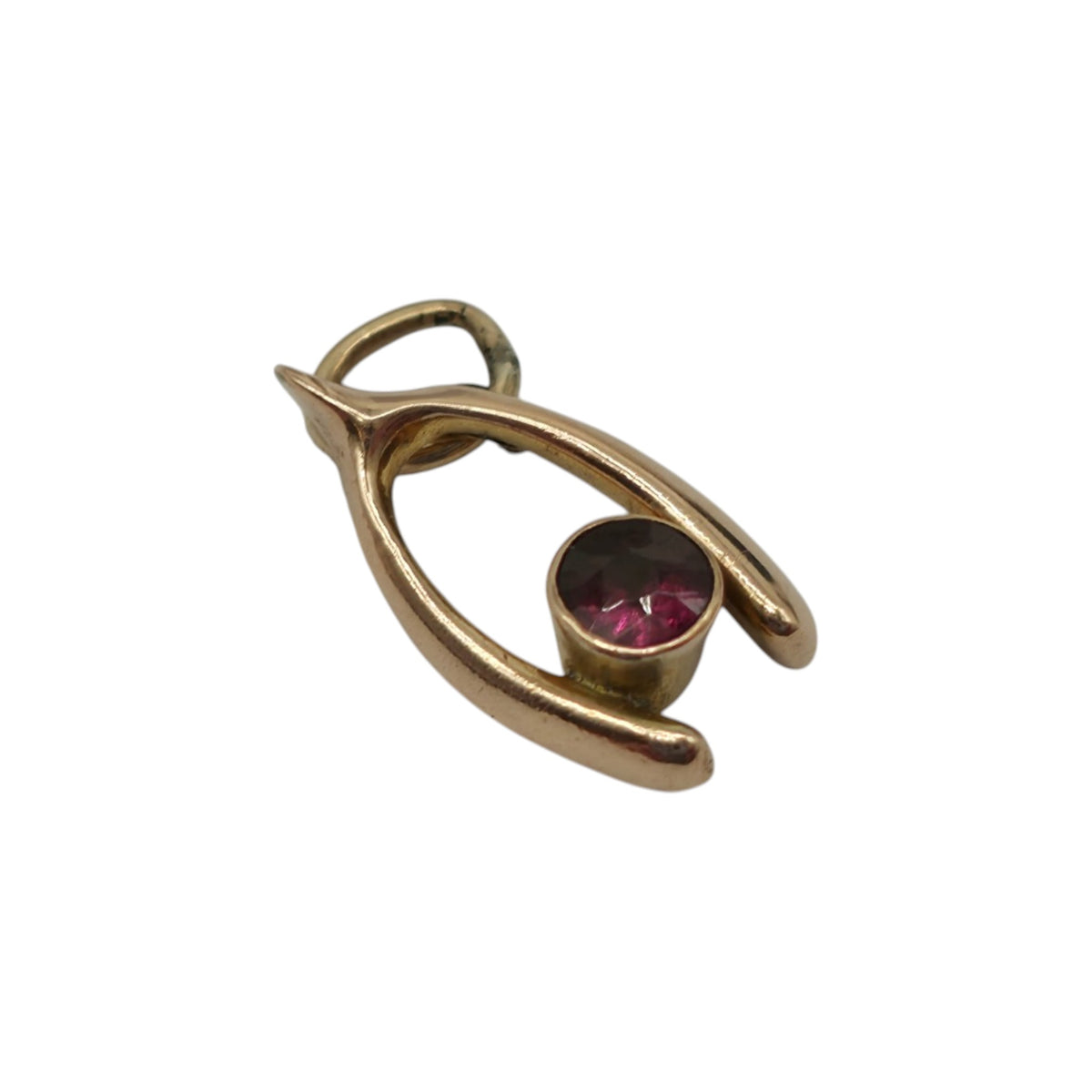 Petite 9ct Rose Gold Wishbone Charm L 1.3 cm 0.5 g.