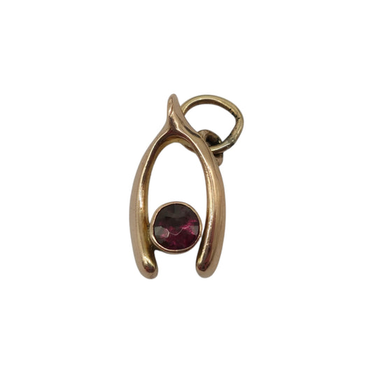 Petite 9ct Rose Gold Wishbone Charm L 1.3 cm 0.5 g.