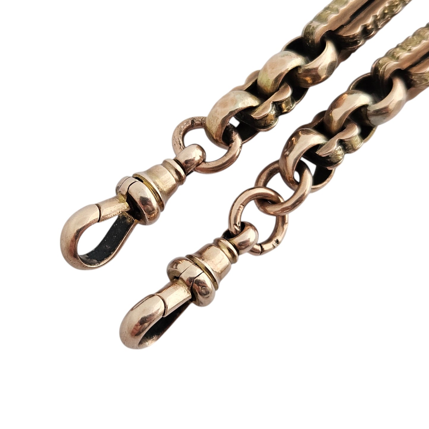 Antique 9ct Rose Gold Fancy Double Albert Chain c.1900 L 38.1 cm 26.4 g.