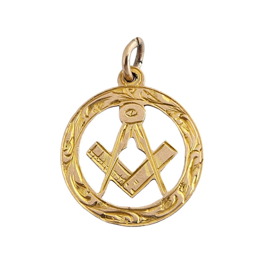 Antique 9ct Rose Gold Masonic Pendant Dia 1.6 cm 1.2 g