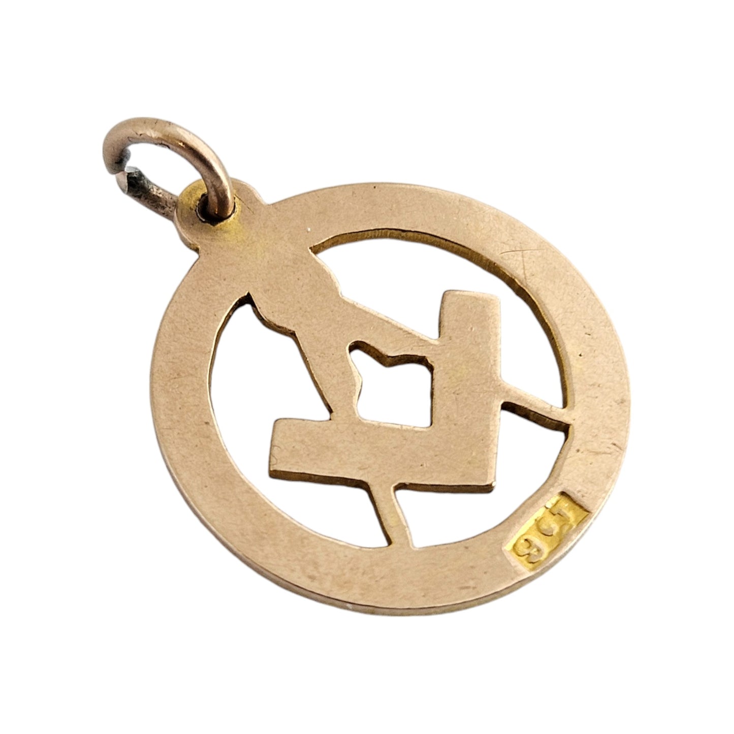 Antique 9ct Rose Gold Masonic Pendant Dia 1.6 cm 1.2 g