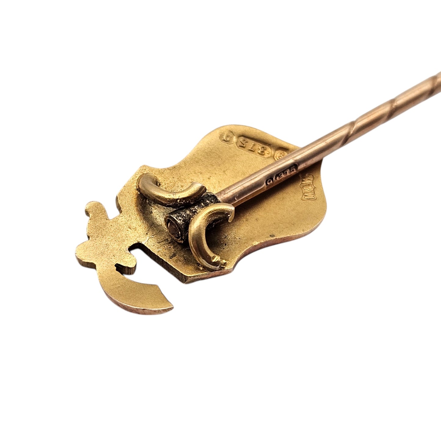 Edwardian 9ct Gold & Enamel Cricket Stick Pin 1908 In A Box By Mappin & Webb