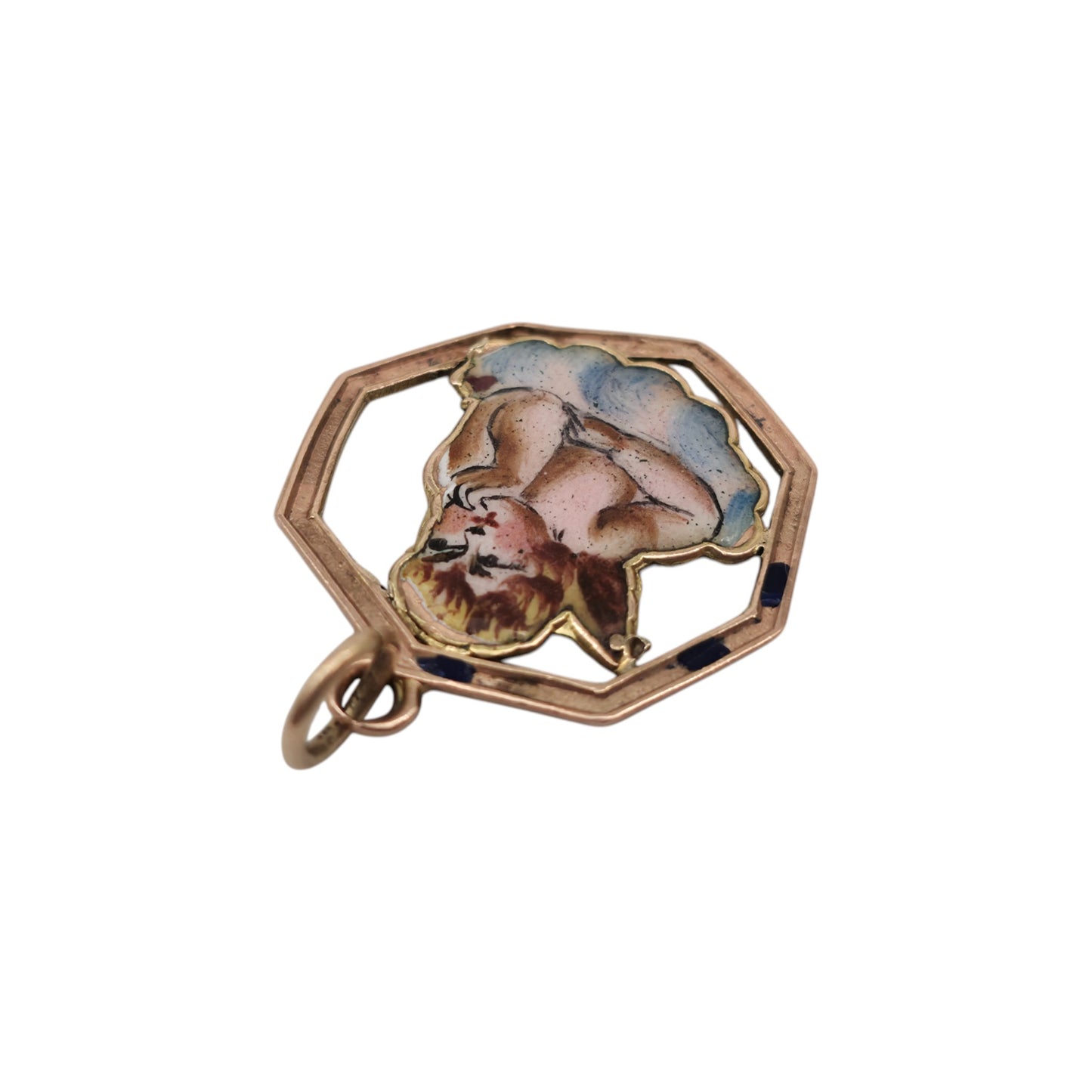 Antique 9ct Rose Gold & Enamel Cherub Charm c.1910 L 2.0 cm 1.7 g.