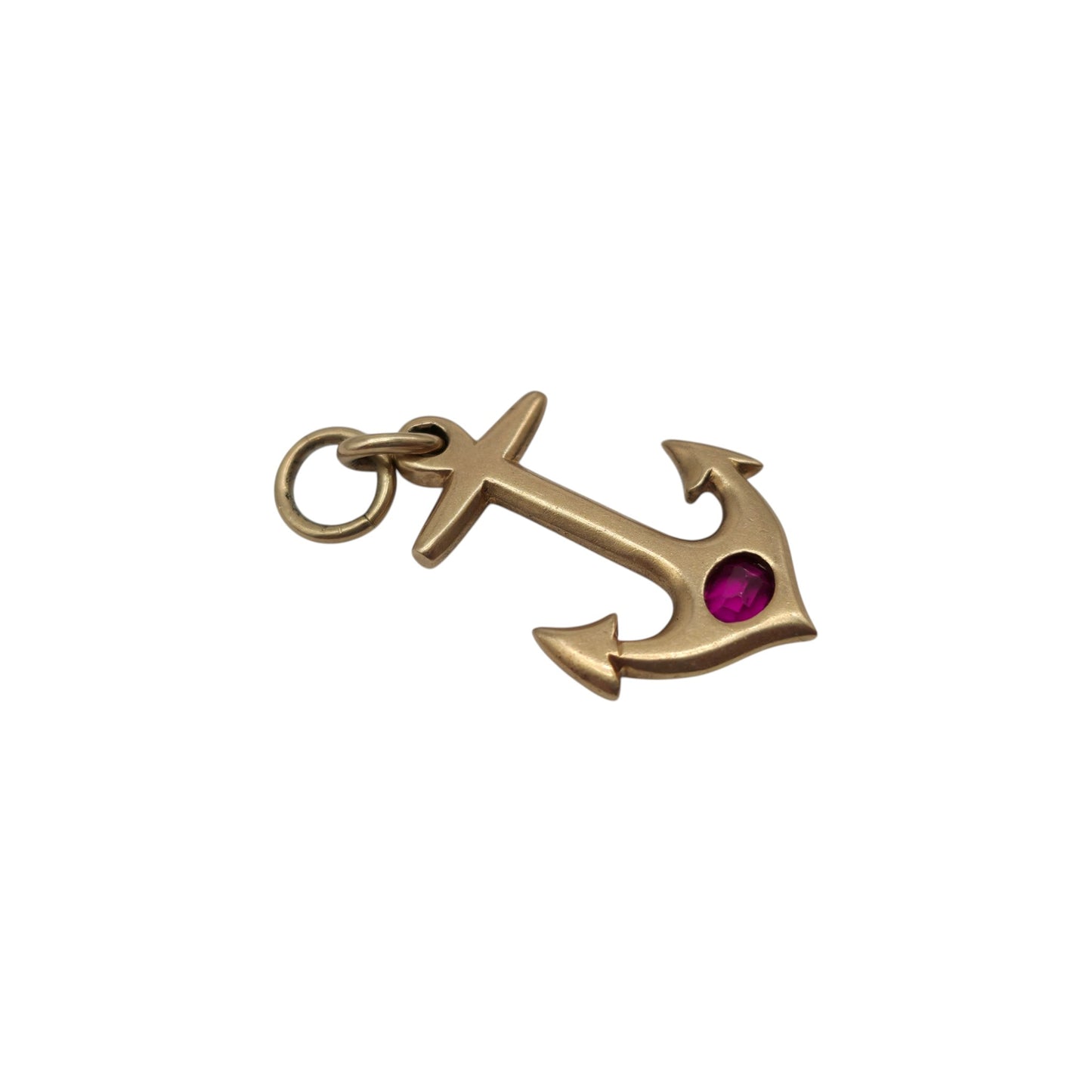 Edwardian 15ct Yellow Gold Anchor Charm With Ruby L 2.2 cm 2.9 g.