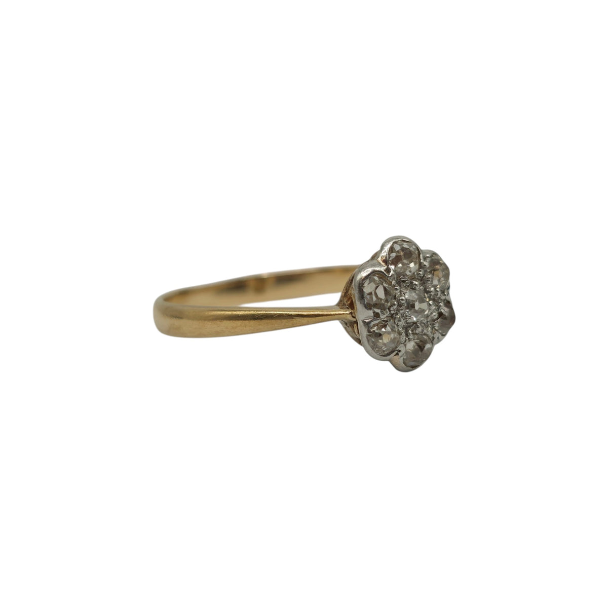 Edwardain 18ct Yellow Gold Daisy Ring With Diamonds Size R 1/2 2.6 g.