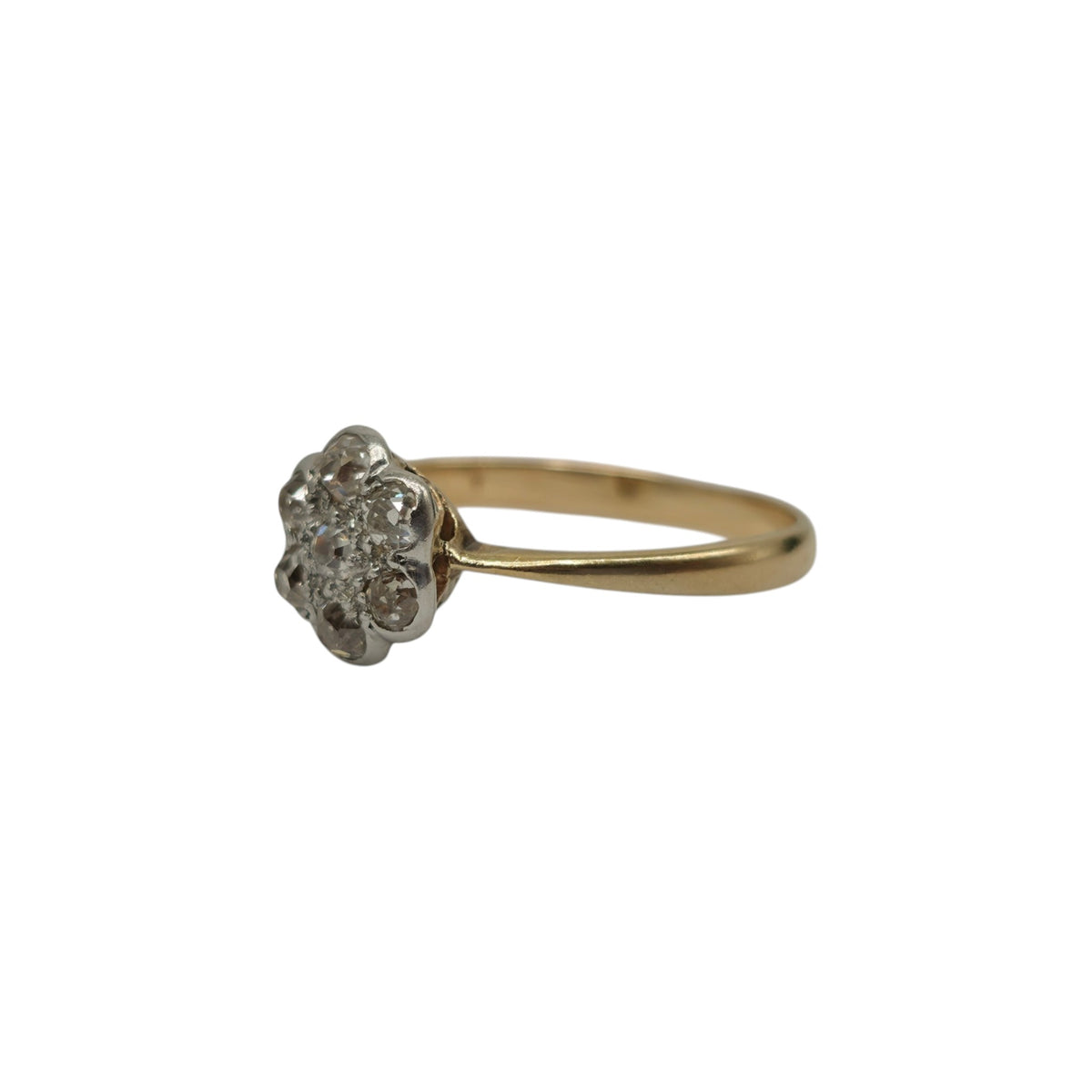 Edwardain 18ct Yellow Gold Daisy Ring With Diamonds Size R 1/2 2.6 g.