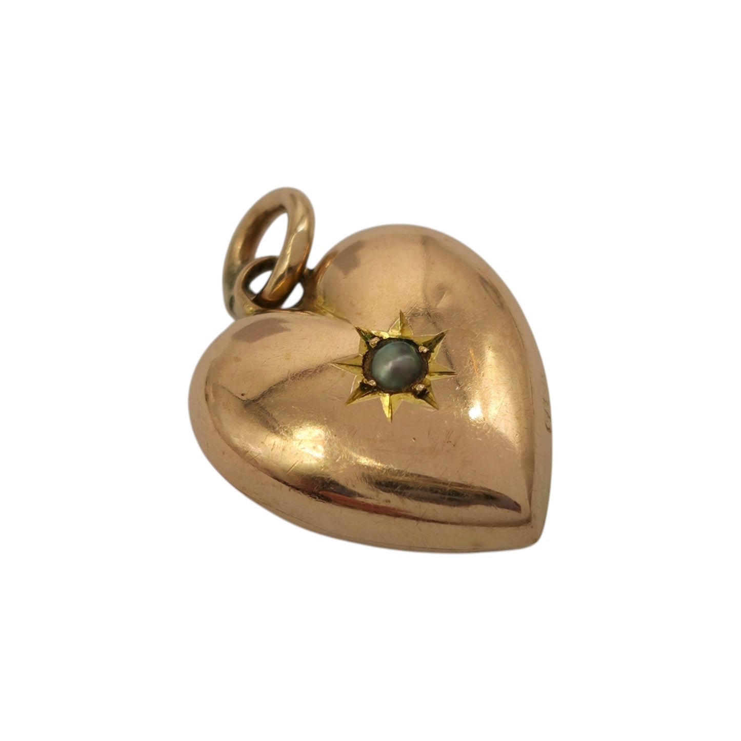 Edwardian 9ct 375 Rose Gold Heart Charm 1906 L 1.3 cm 1.0 g.