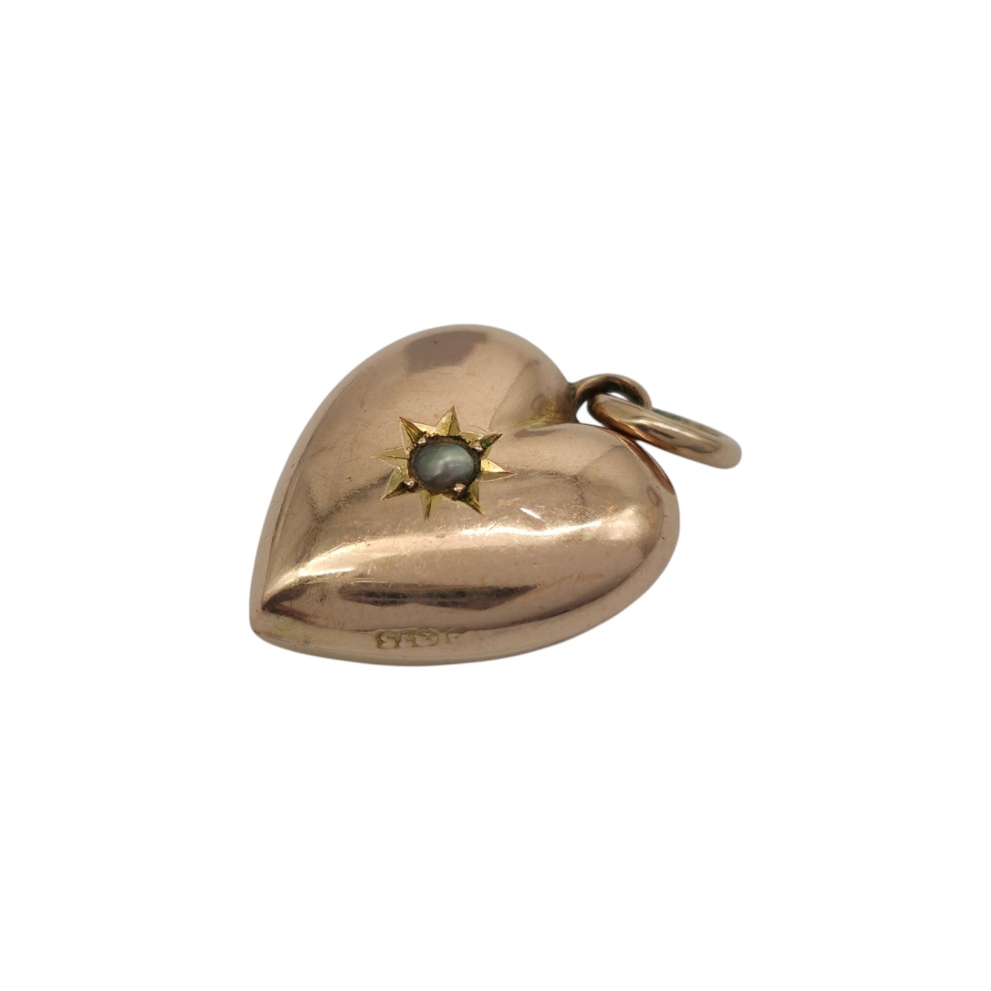 Edwardian 9ct 375 Rose Gold Heart Charm 1906 L 1.3 cm 1.0 g.
