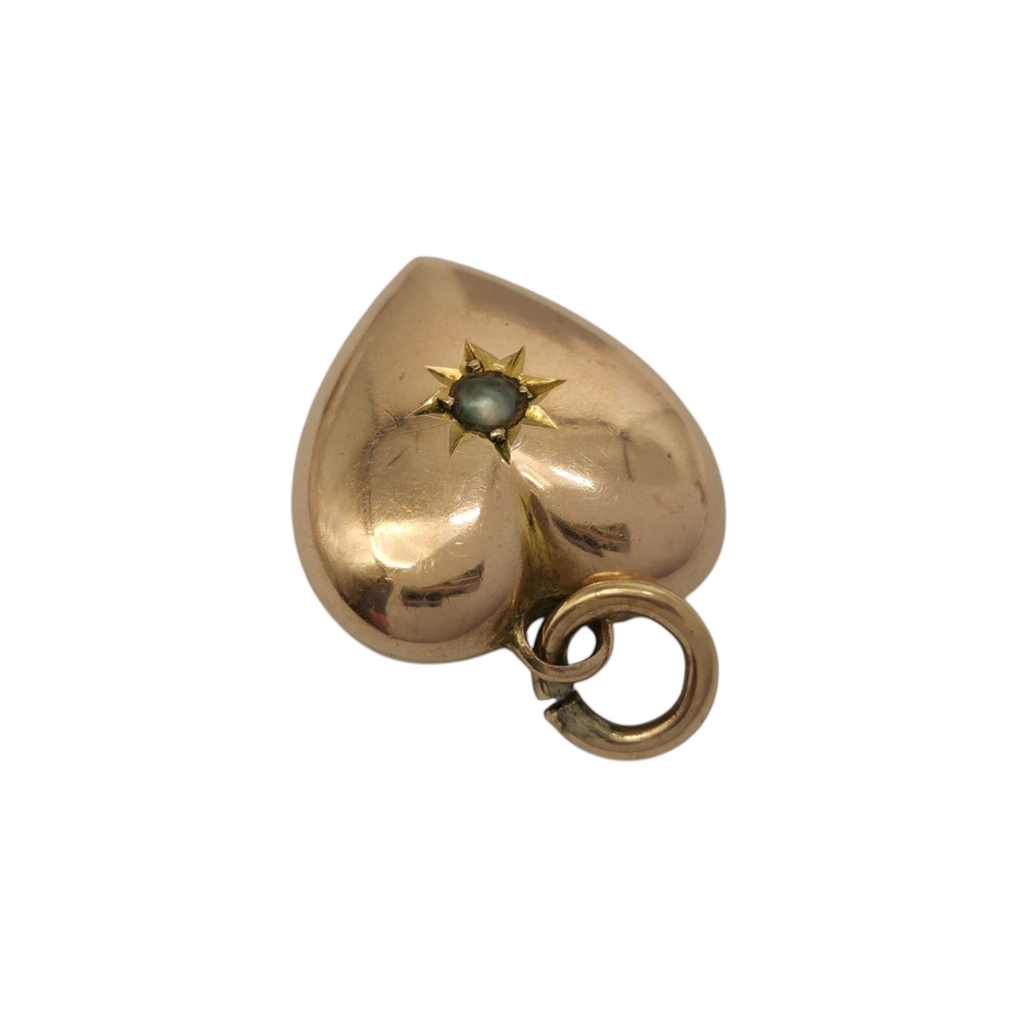 Edwardian 9ct 375 Rose Gold Heart Charm 1906 L 1.3 cm 1.0 g.