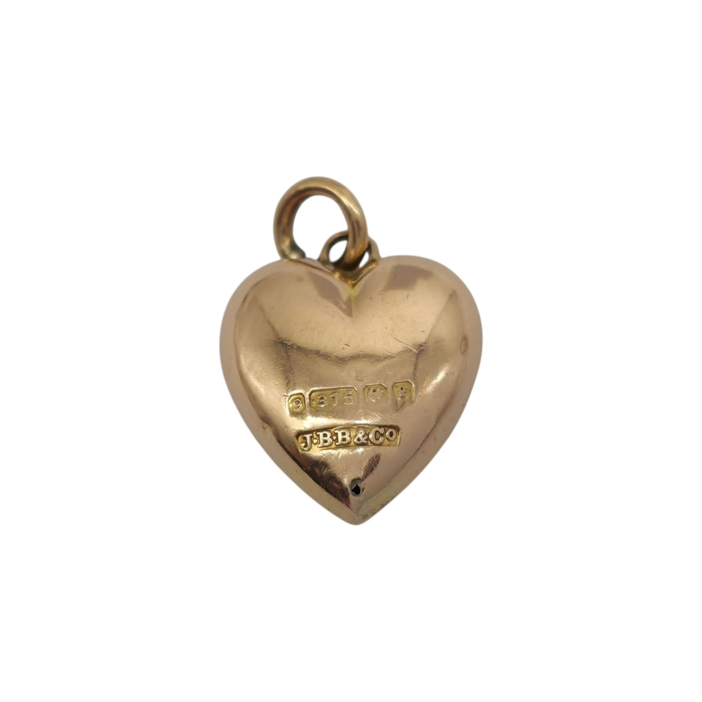 Edwardian 9ct 375 Rose Gold Heart Charm 1906 L 1.3 cm 1.0 g.
