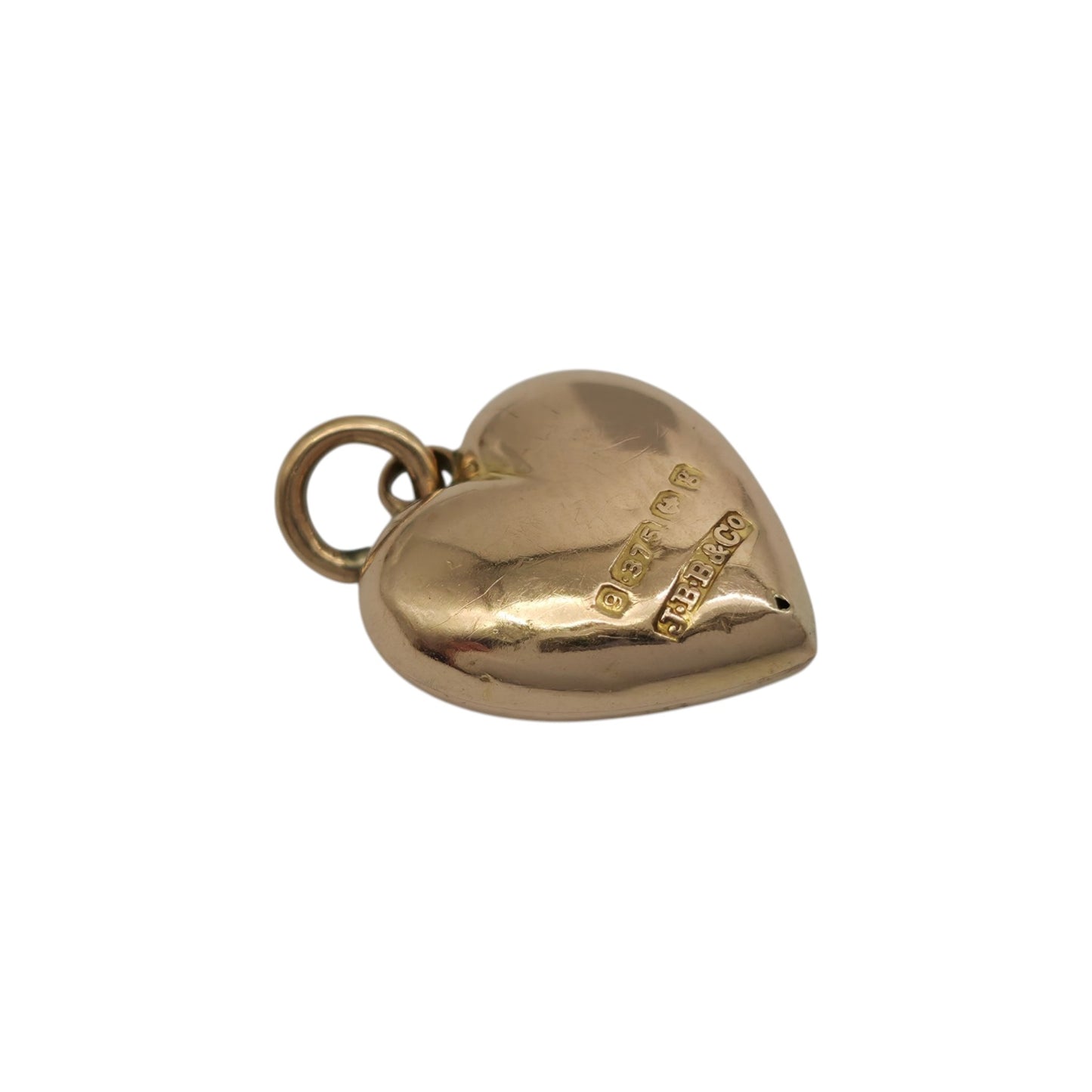 Edwardian 9ct 375 Rose Gold Heart Charm 1906 L 1.3 cm 1.0 g.