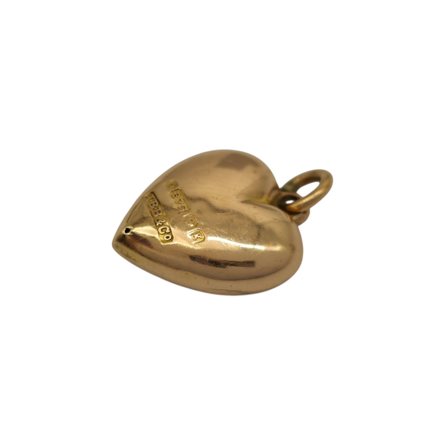 Edwardian 9ct 375 Rose Gold Heart Charm 1906 L 1.3 cm 1.0 g.