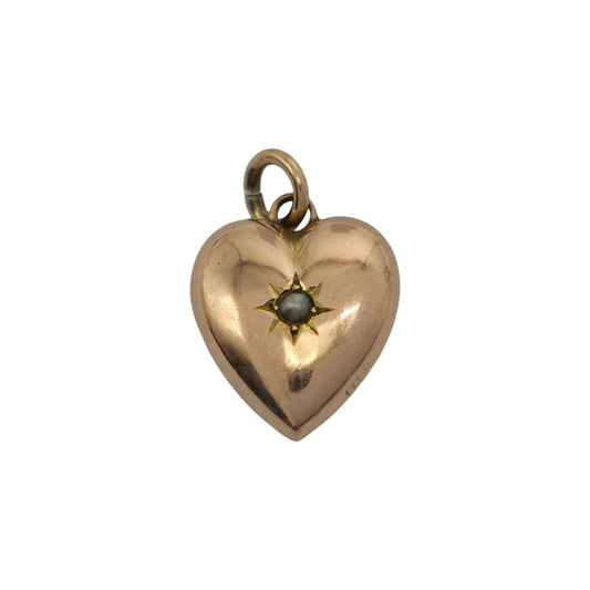 Edwardian 9ct 375 Rose Gold Heart Charm 1906 L 1.3 cm 1.0 g.