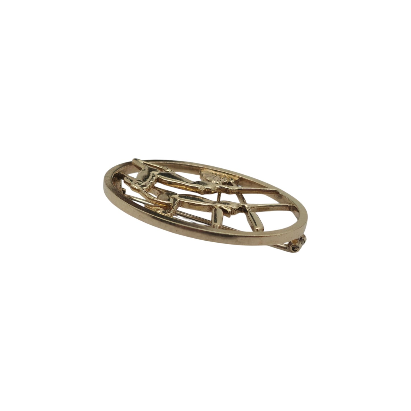 Geoffrey G Bellamy 9ct 375 Yellow Gold Leaping Gazelles Brooch 1963 L 4.2 cm 12.1 g.