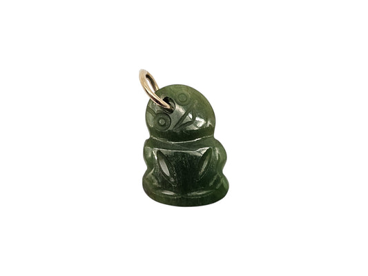 Nephrite & 9ct Gold Maori Hei-Tiki Charm L 1.7 cm